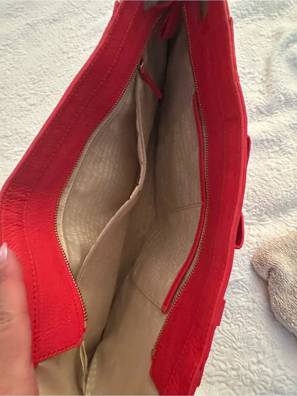 kate spade Red Leather Tote with Bow Accent